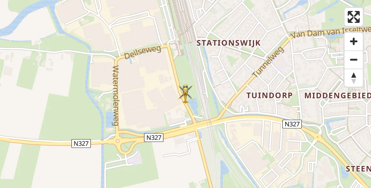 Vluchtroute Traumahelikopter van Geldermalsen naar Geldermalsen