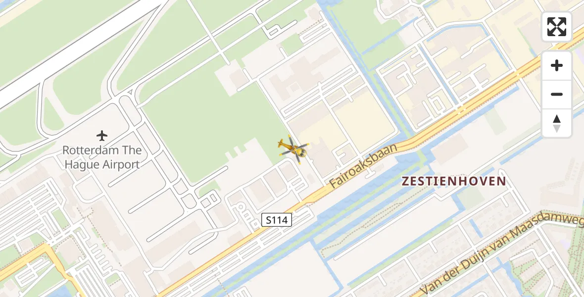 Vluchtroute Traumahelikopter van Rotterdam The Hague Airport naar Rotterdam The Hague Airport