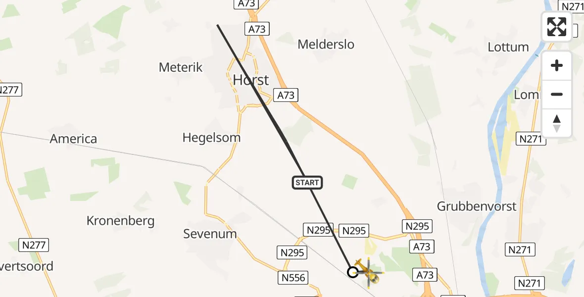 Vluchtroute Traumahelikopter van Horst naar Venlo
