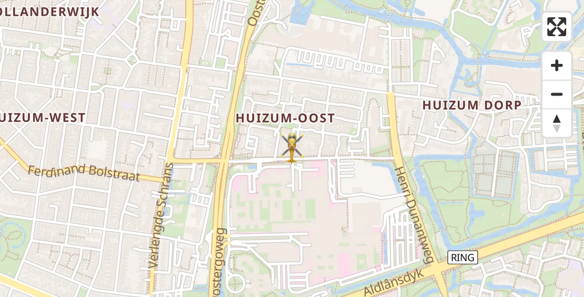 Routekaart van de vlucht: Ambulancehelikopter naar Leeuwarden Medical Center Heliport