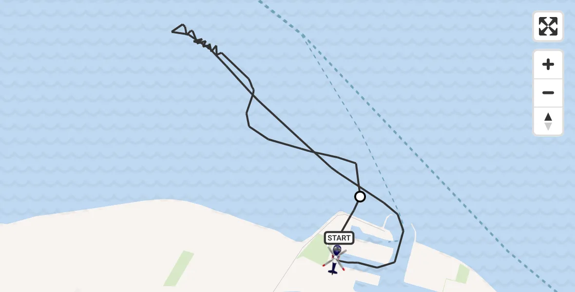 Vluchtroute Politiehelikopter van Eemshaven Heliport naar Noordzee