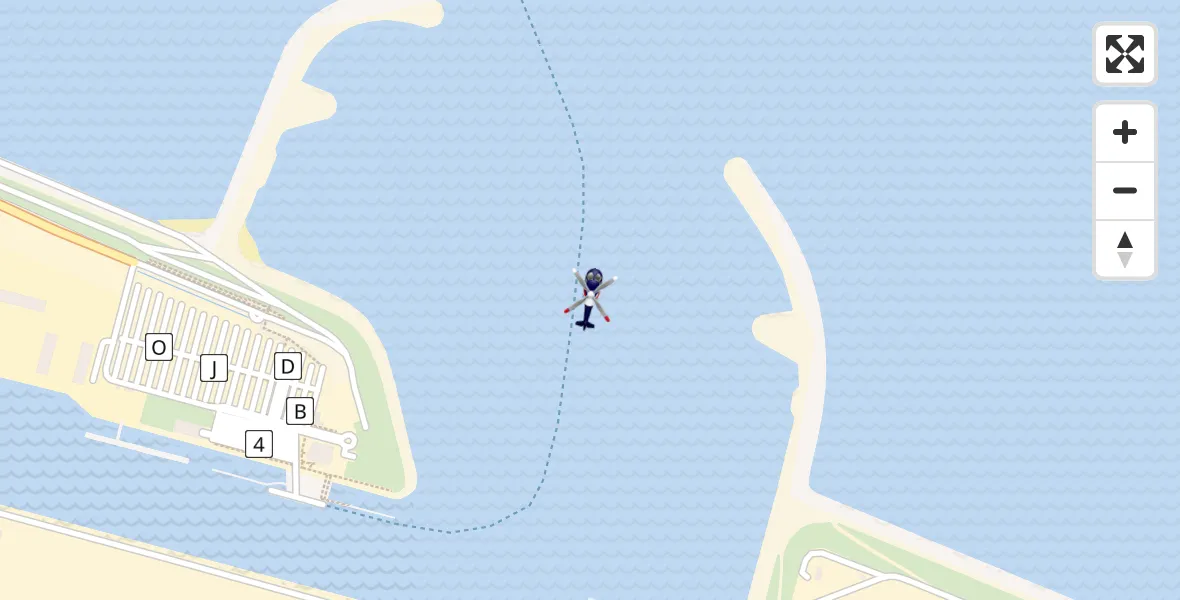 Vluchtroute Politiehelikopter van Noordzee naar Noordzee