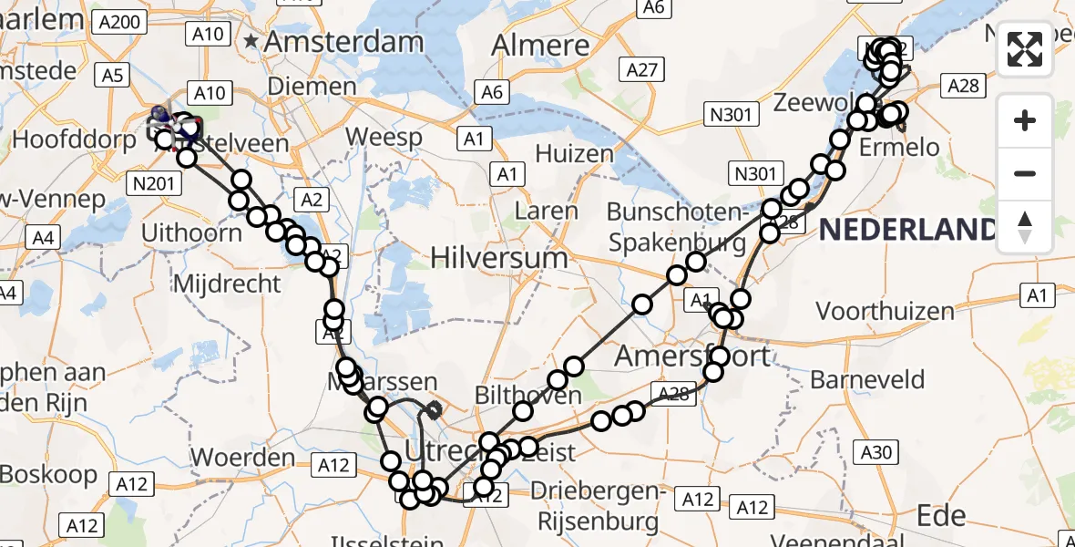 Vluchtroute Politiehelikopter Amsterdam Vliegveld Schiphol - Amsterdam Vliegveld Schiphol, 13 april 2026, 18:14