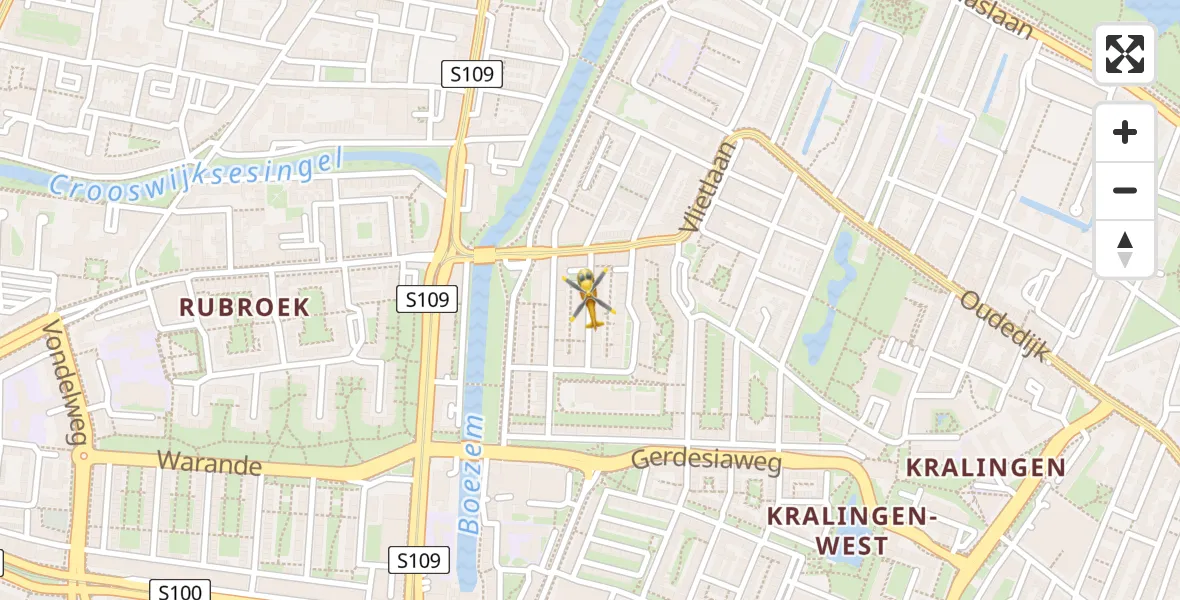 Vluchtroute Traumahelikopter van Rotterdam naar Rotterdam