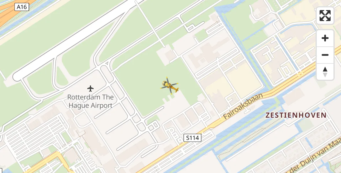 Vluchtroute Traumahelikopter van Rotterdam The Hague Airport naar Rotterdam The Hague Airport