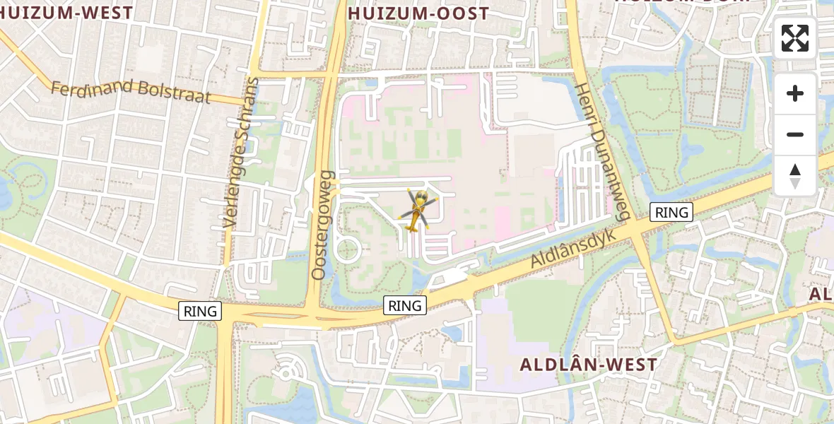 Vluchtroute Ambulancehelikopter van Leeuwarden Medical Center Heliport naar Leeuwarden Medical Center Heliport