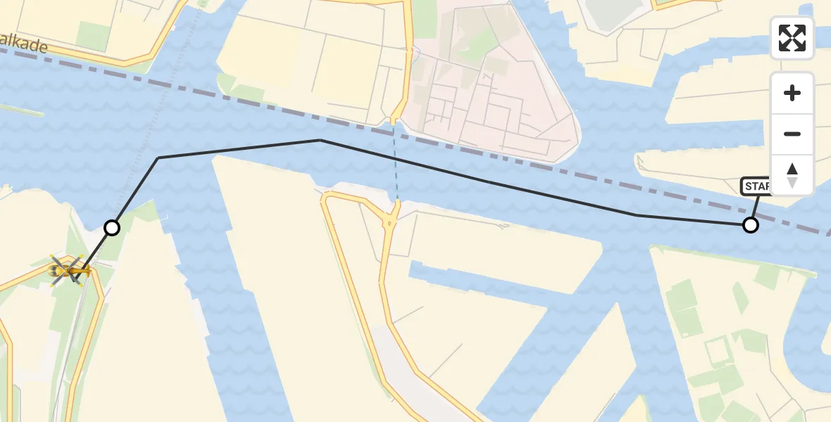 Vluchtroute Traumahelikopter van Zaandam naar Amsterdam Heliport