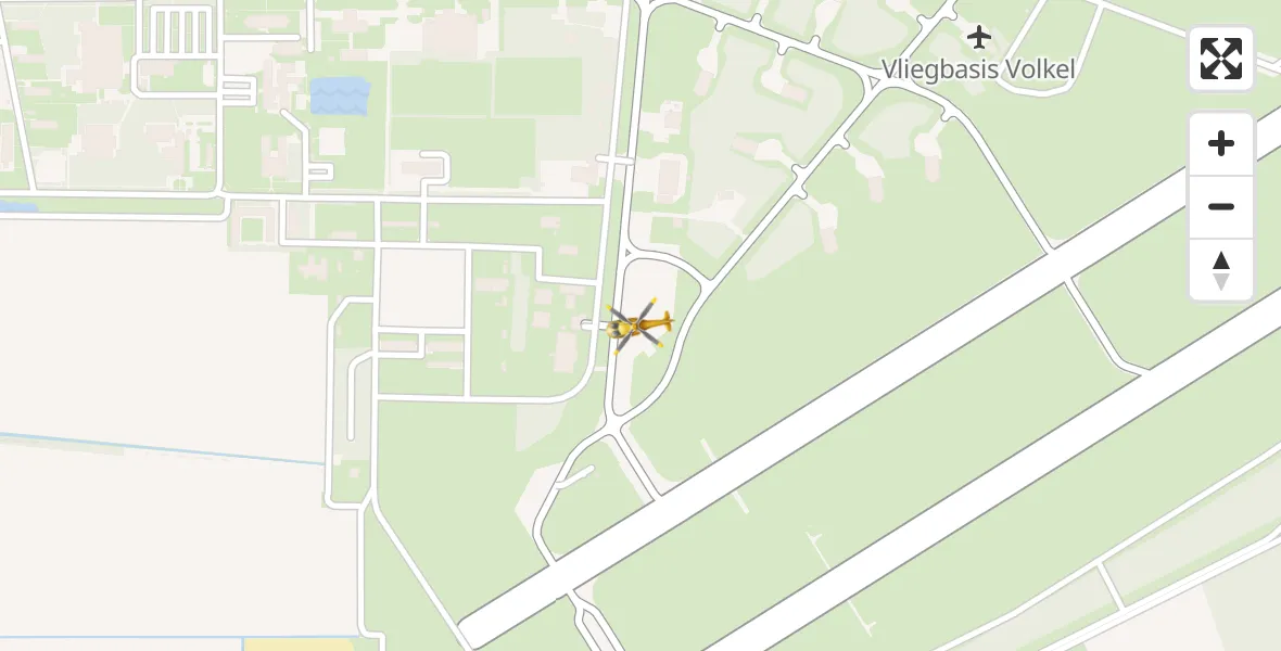 Vluchtroute Traumahelikopter van Vliegbasis Volkel naar Vliegbasis Volkel