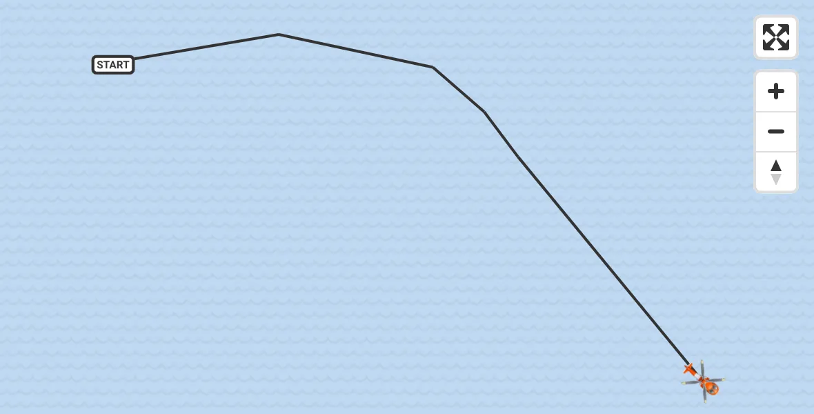 Vluchtroute Kustwachthelikopter van Noordzee naar Noordzee