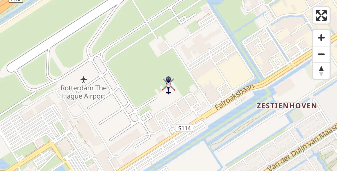 Vluchtroute Politiehelikopter van Rotterdam The Hague Airport naar Rotterdam The Hague Airport