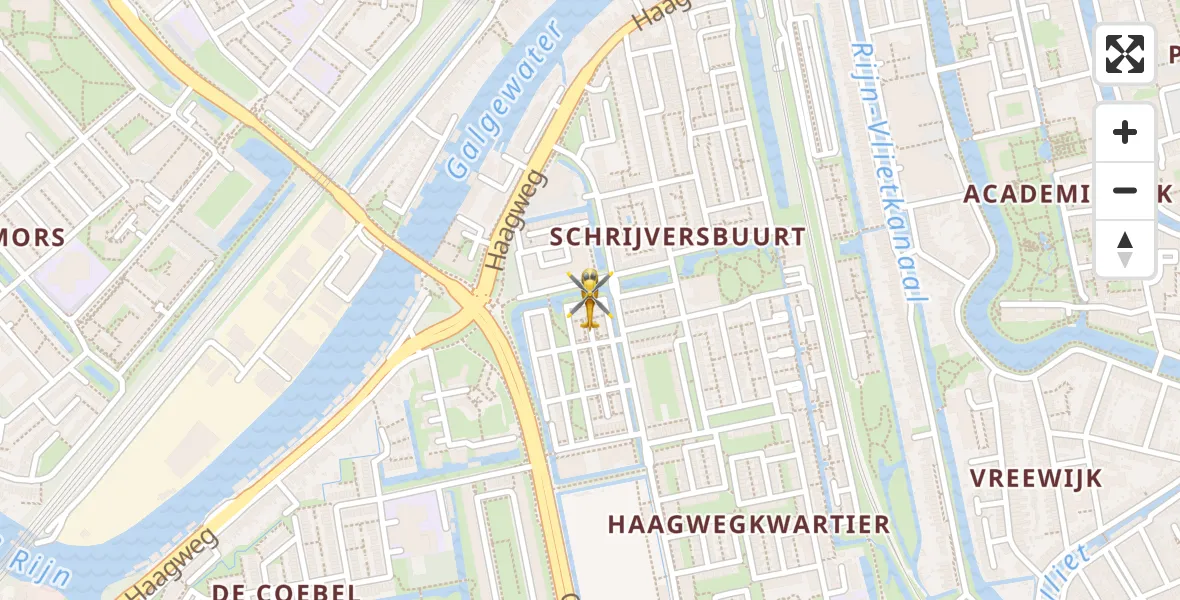 Vluchtroute Traumahelikopter van Leiden naar Leiden