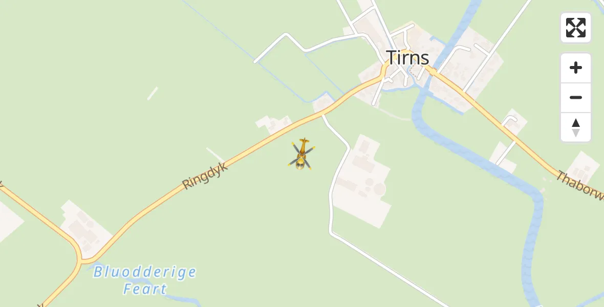 Vluchtroute Ambulancehelikopter van Tirns naar Tirns