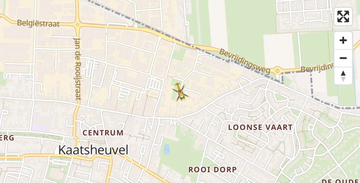 Vluchtroute Traumahelikopter van Kaatsheuvel naar Kaatsheuvel