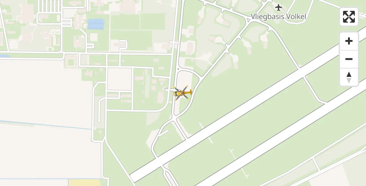 Vluchtroute Traumahelikopter van Vliegbasis Volkel naar Vliegbasis Volkel