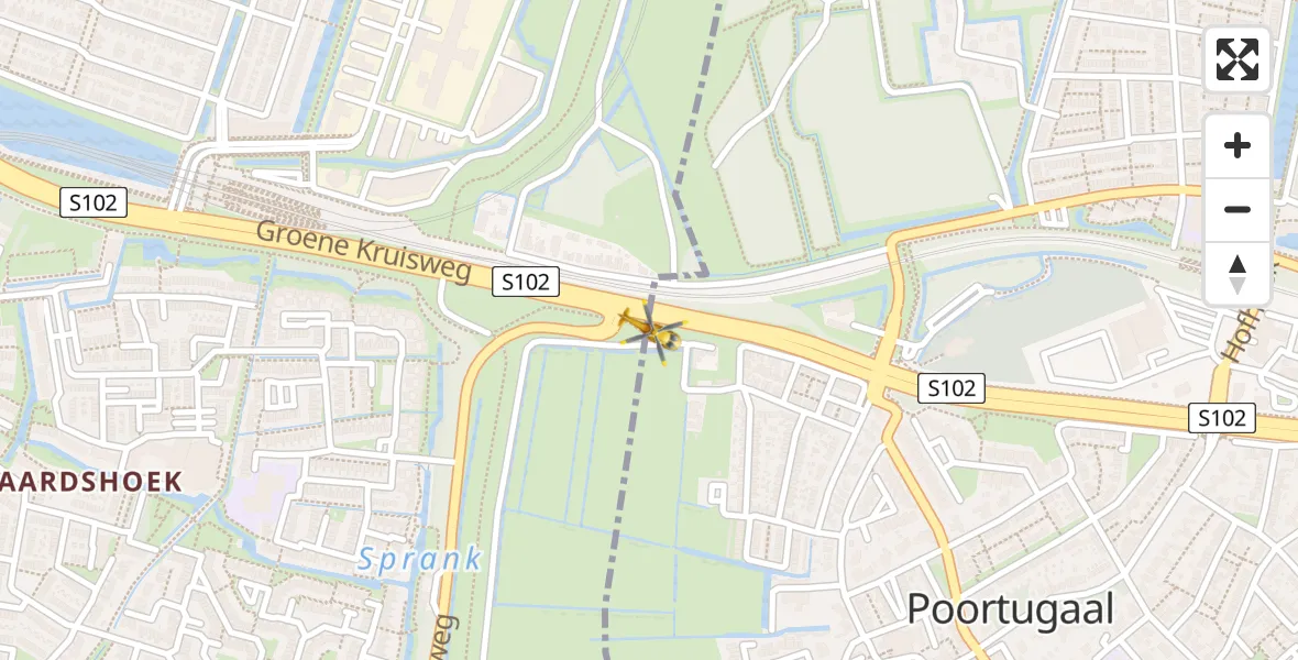 Vluchtroute Traumahelikopter van Poortugaal naar Poortugaal