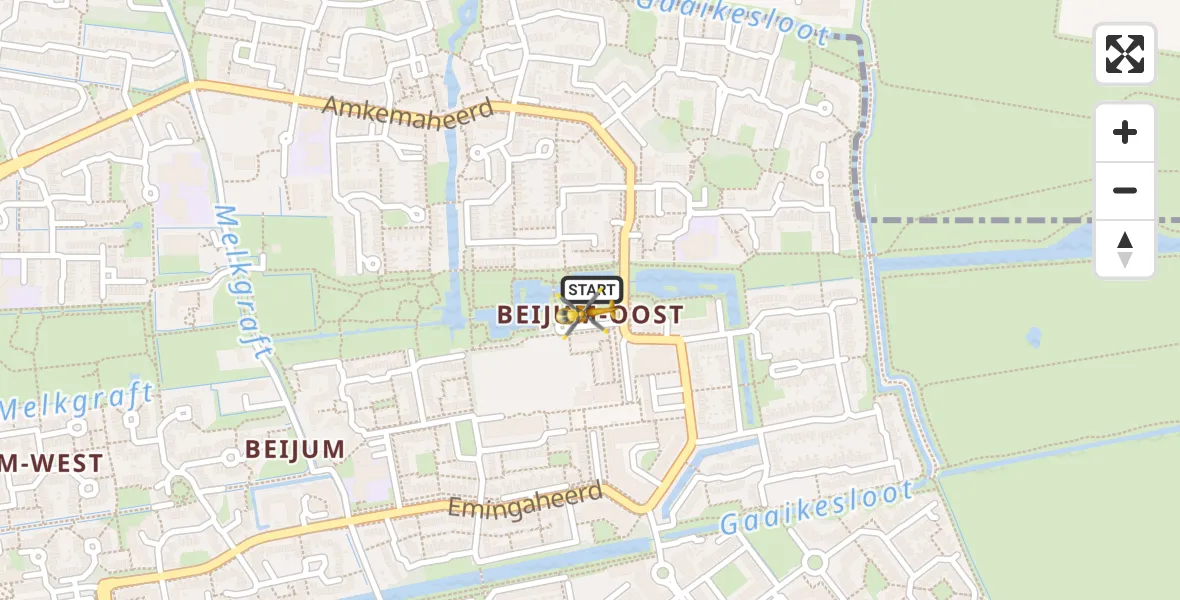 Vluchtroute Traumahelikopter van Groningen naar Groningen