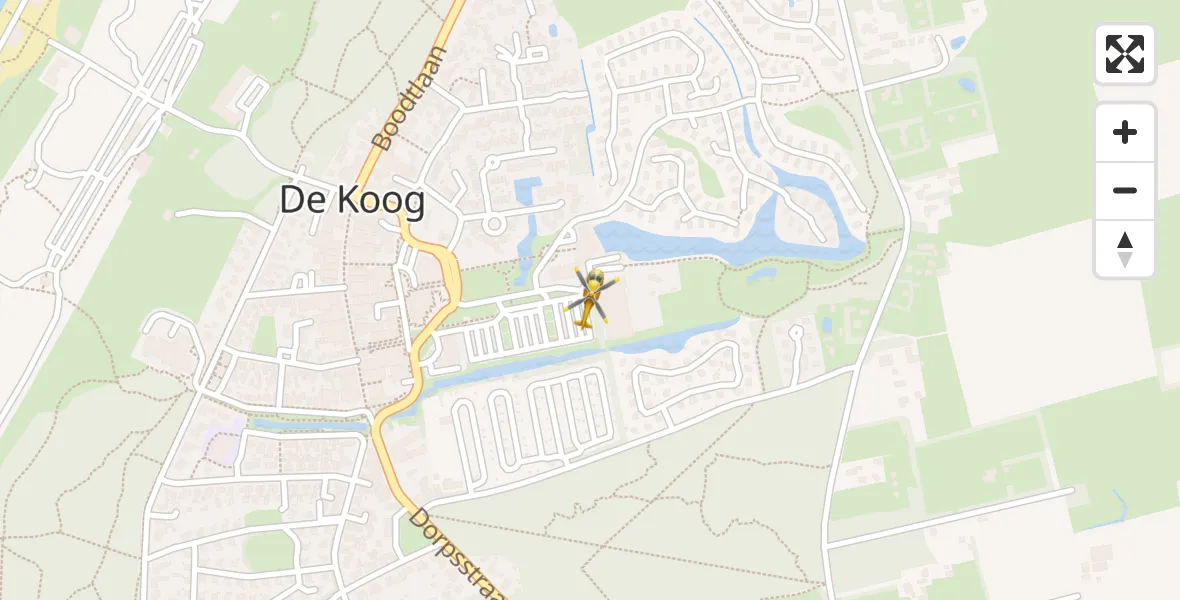 Vluchtroute Ambulancehelikopter van De Koog naar De Koog