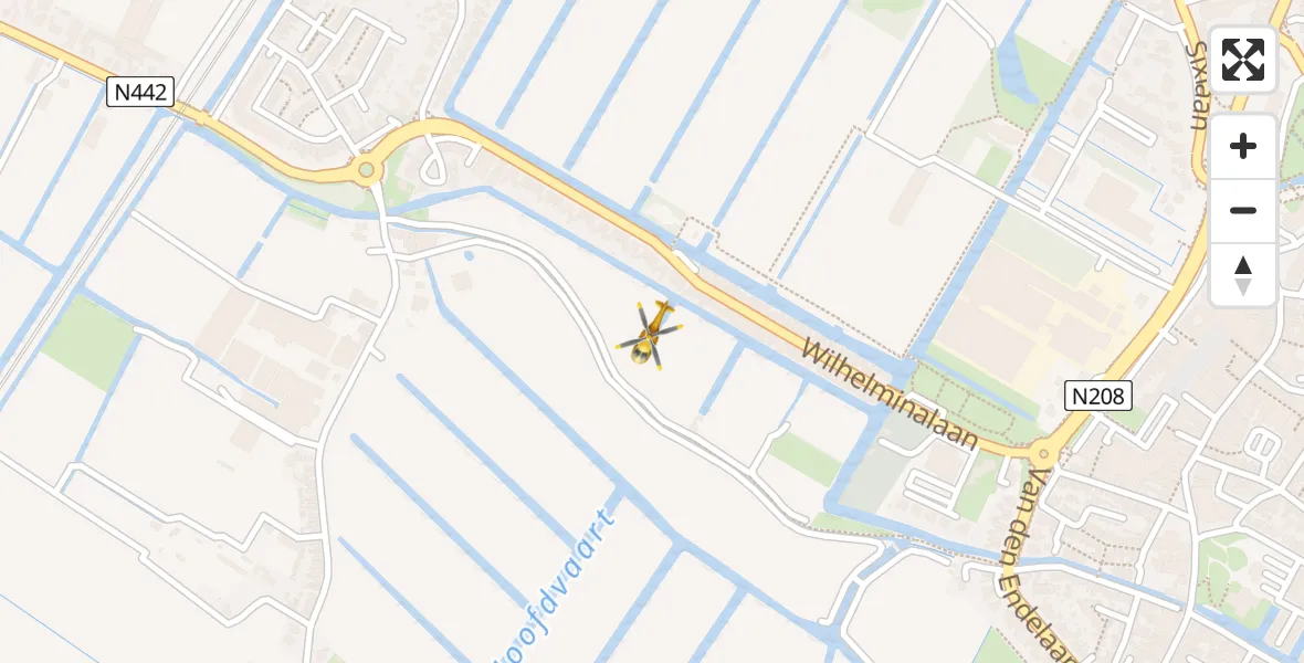 Vluchtroute Traumahelikopter van Hillegom naar Hillegom