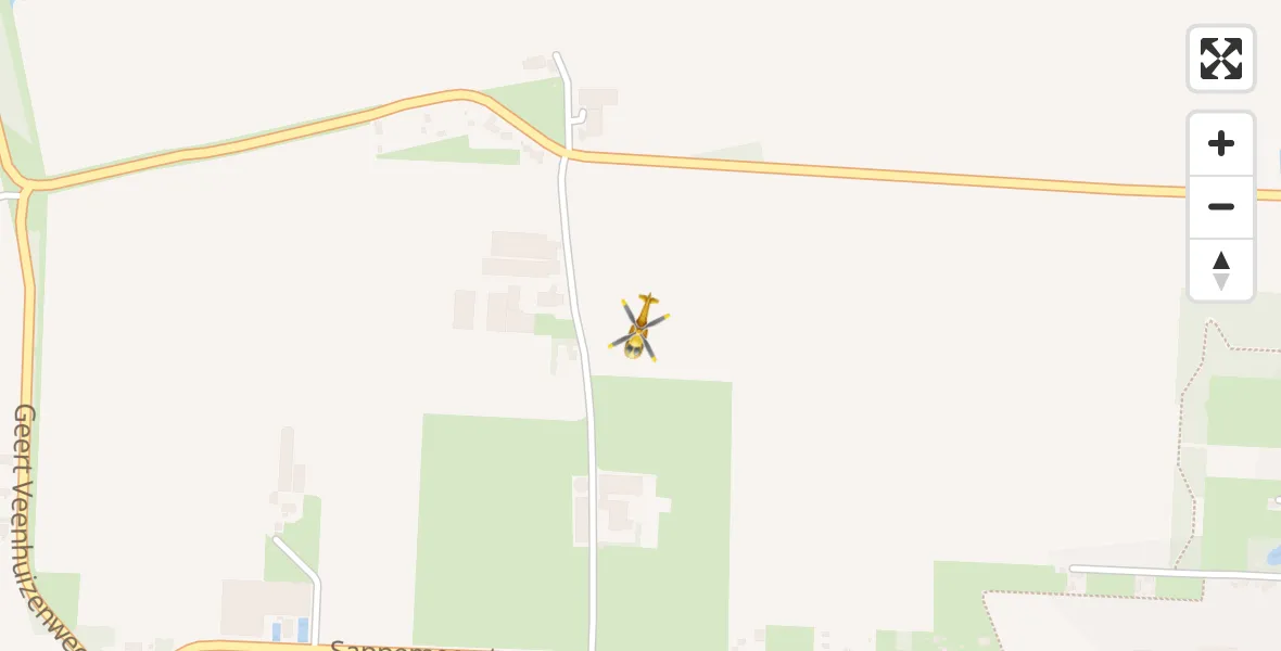 Vluchtroute Traumahelikopter van Noordbroek naar Noordbroek