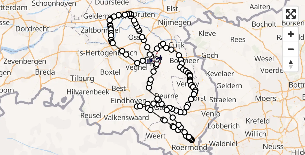 Vluchtroute Politiehelikopter Vliegbasis Volkel - Vliegbasis Volkel, 15 april 2026, 17:40