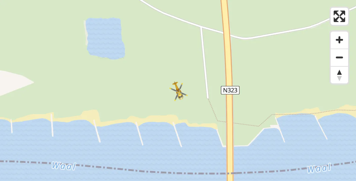 Vluchtroute Traumahelikopter van Echteld naar Echteld