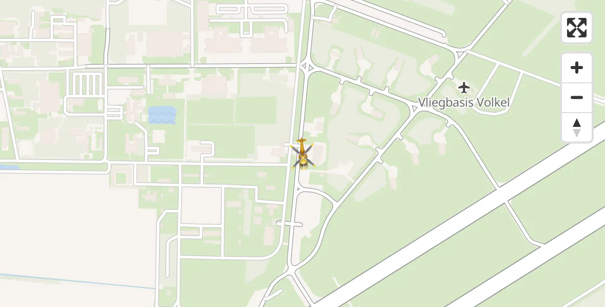 Vluchtroute Traumahelikopter van Vliegbasis Volkel naar Vliegbasis Volkel