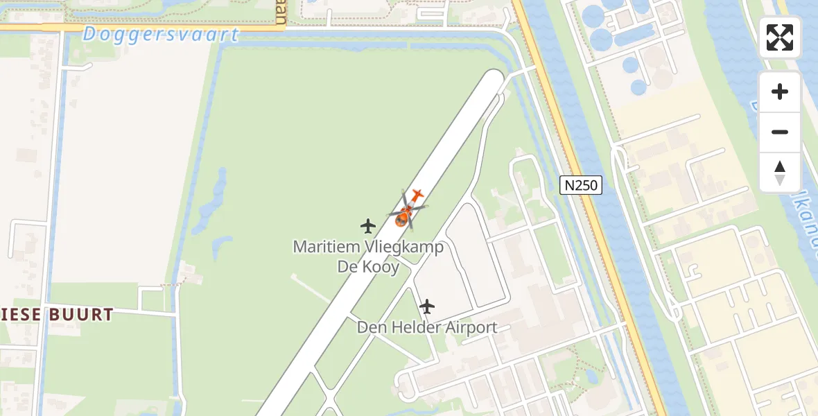 Vluchtroute Kustwachthelikopter van Militair vliegveld De Kooy / Den Helder Airport naar Militair vliegveld De Kooy / Den Helder Airport