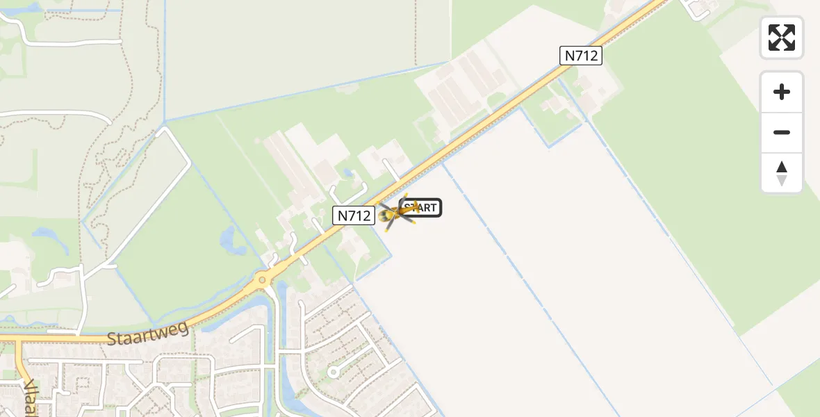 Vluchtroute Traumahelikopter van Urk naar Urk