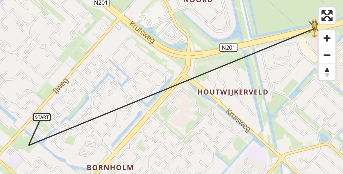 Vluchtroute Traumahelikopter van Hoofddorp naar Hoofddorp