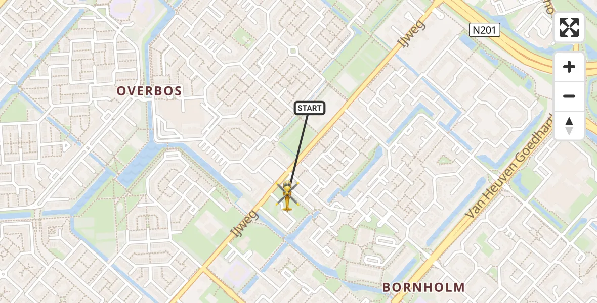Vluchtroute Traumahelikopter van Hoofddorp naar Hoofddorp