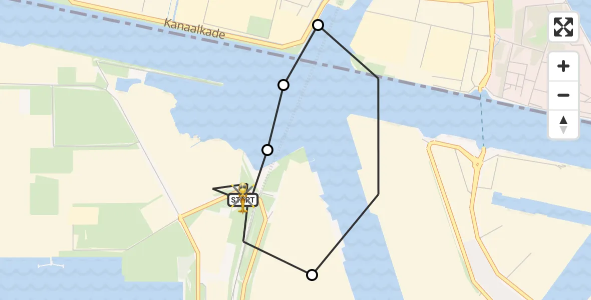 Vluchtroute Traumahelikopter van Amsterdam Heliport naar Amsterdam Heliport