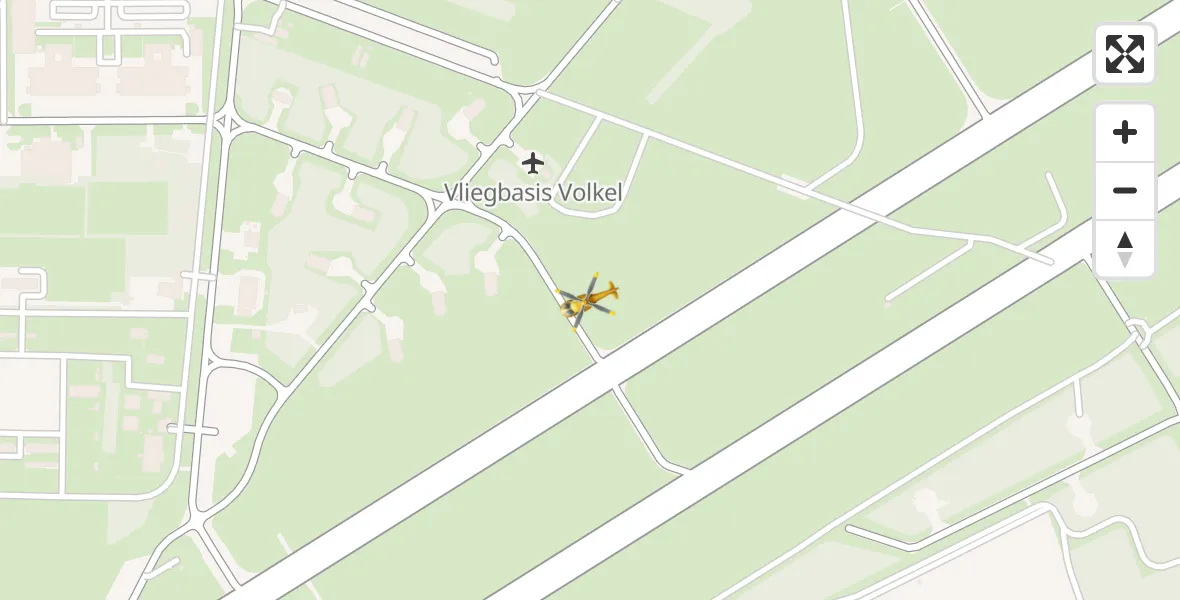 Vluchtroute Traumahelikopter van Vliegbasis Volkel naar Vliegbasis Volkel