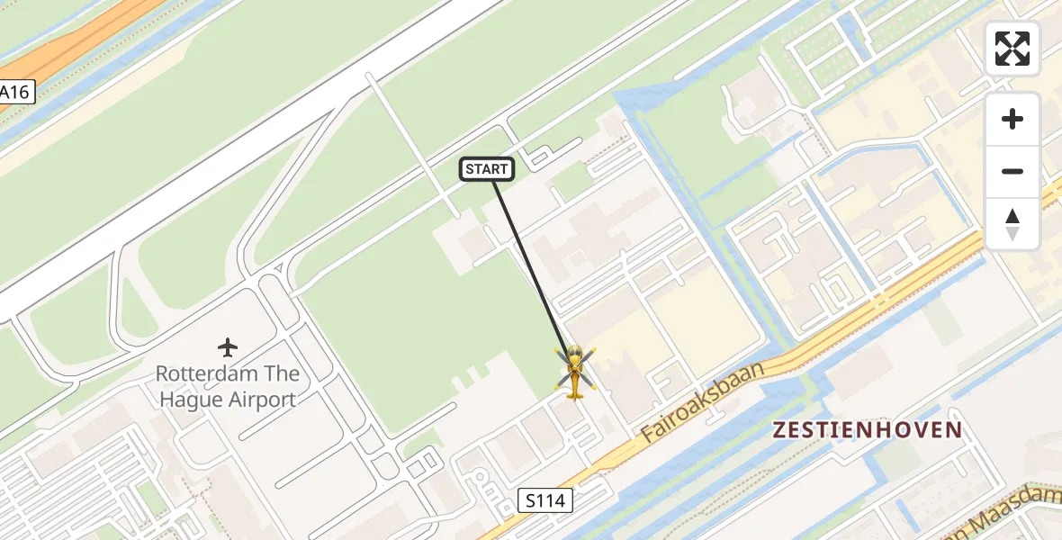 Vluchtroute Traumahelikopter Rotterdam The Hague Airport - Rotterdam The Hague Airport, 16 april 2026, 06:20