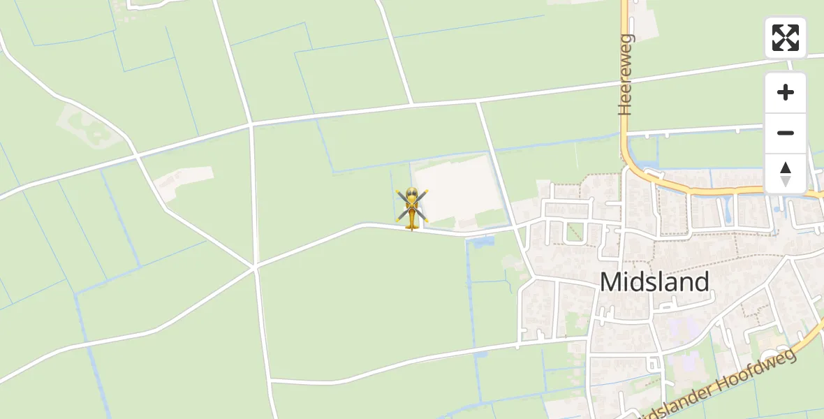 Vluchtroute Ambulancehelikopter van Terschelling Heliport naar Terschelling Heliport
