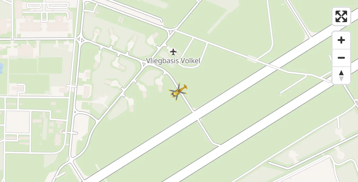 Vluchtroute Traumahelikopter van Vliegbasis Volkel naar Vliegbasis Volkel