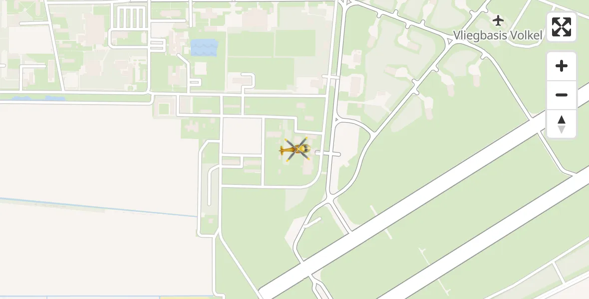 Vluchtroute Traumahelikopter van Vliegbasis Volkel naar Vliegbasis Volkel