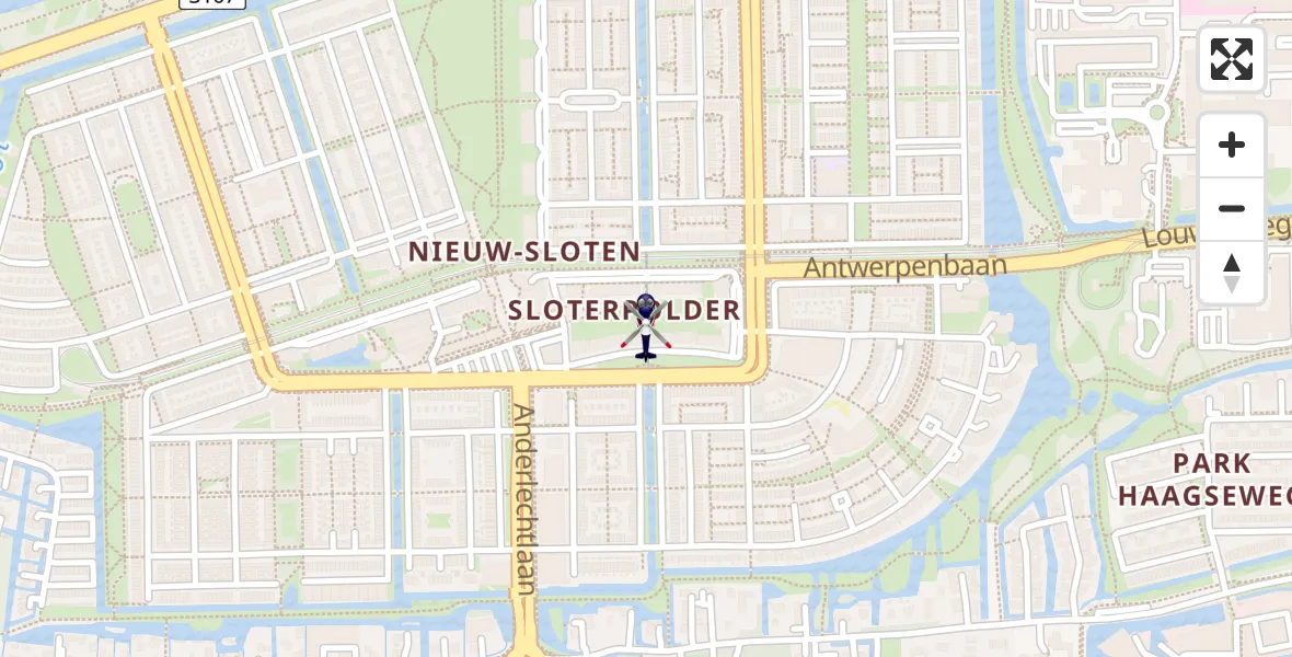 Vluchtroute Politiehelikopter van Amsterdam naar Amsterdam