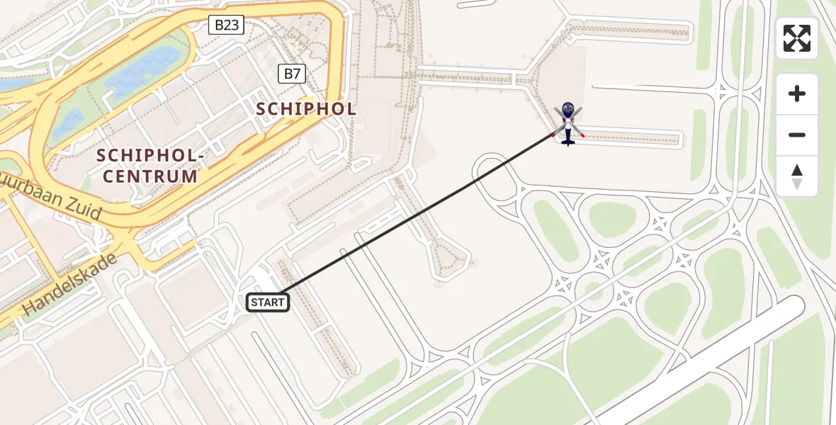 Vluchtroute Politiehelikopter van Amsterdam Vliegveld Schiphol naar Amsterdam Vliegveld Schiphol