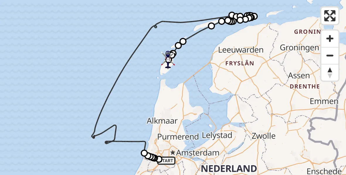 Vluchtroute Politiehelikopter Amsterdam Vliegveld Schiphol - Texel International Airport, 17 april 2026, 06:06