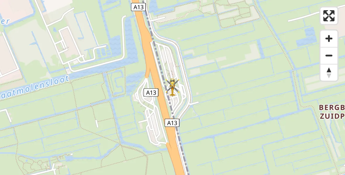 Vluchtroute Traumahelikopter van Delfgauw naar Delfgauw