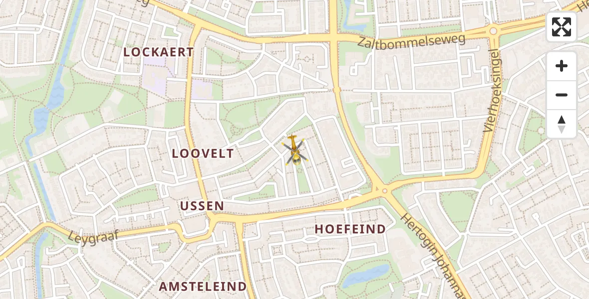 Vluchtroute Traumahelikopter van Oss naar Oss