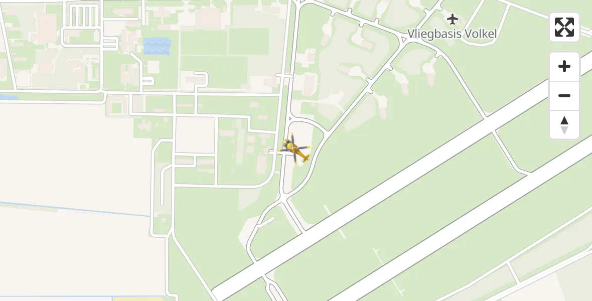 Vluchtroute Traumahelikopter van Vliegbasis Volkel naar Vliegbasis Volkel