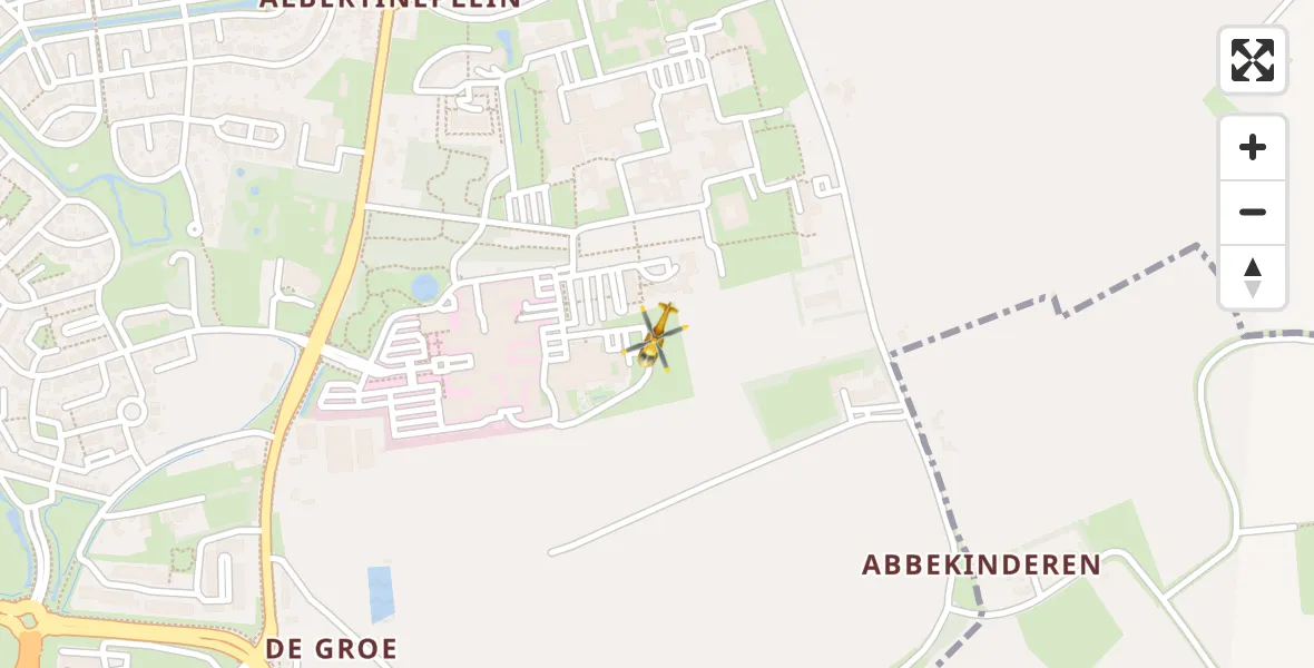 Vluchtroute Traumahelikopter van Admiral De Ruyter Hospital Heliport naar Admiral De Ruyter Hospital Heliport