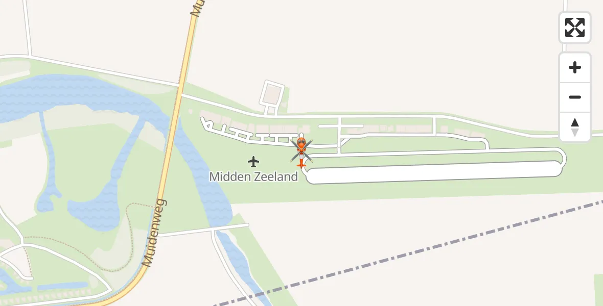 Vluchtroute Kustwachthelikopter van Vliegveld Midden-Zeeland naar Vliegveld Midden-Zeeland