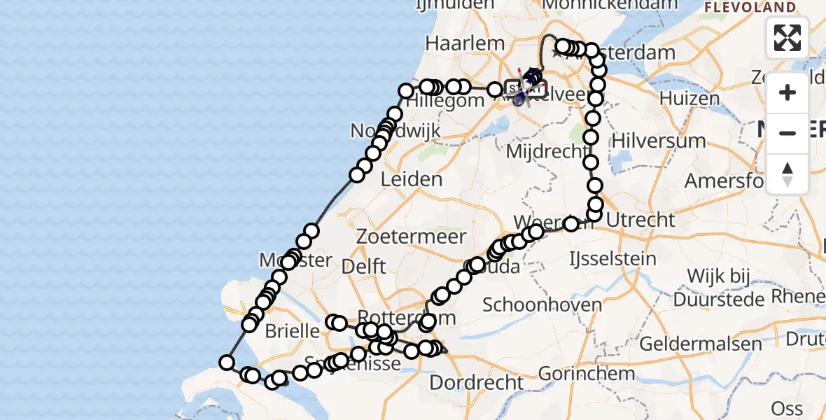 Vluchtroute Politiehelikopter Amsterdam Vliegveld Schiphol - Amsterdam Vliegveld Schiphol, 17 april 2026, 13:19