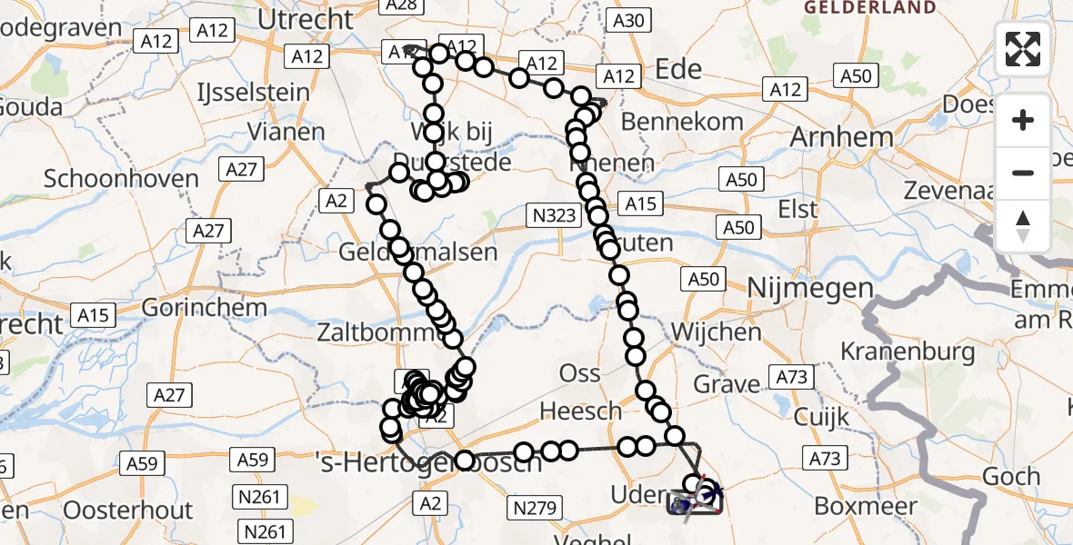 Vluchtroute Politiehelikopter Vliegbasis Volkel - Vliegbasis Volkel, 17 april 2026, 13:43
