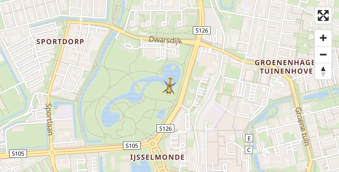 Vluchtroute Traumahelikopter van Rotterdam naar Rotterdam