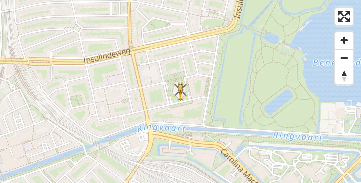 Vluchtroute Traumahelikopter van Amsterdam naar Amsterdam