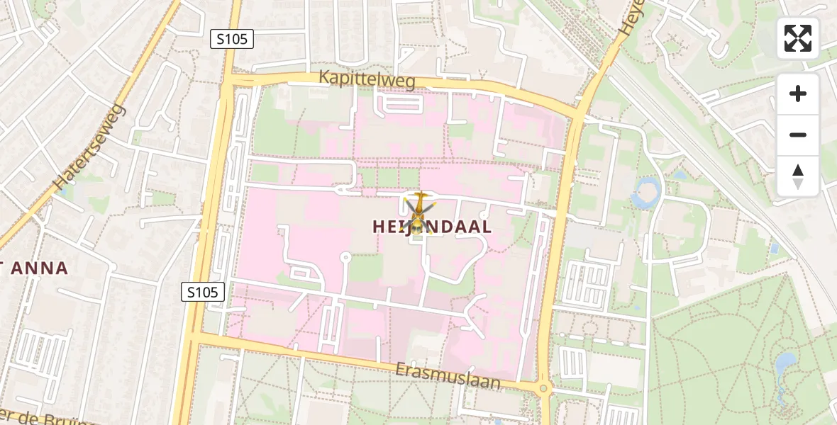 Vluchtroute Traumahelikopter van Radboud Universitair Medisch Centrum naar Radboud Universitair Medisch Centrum