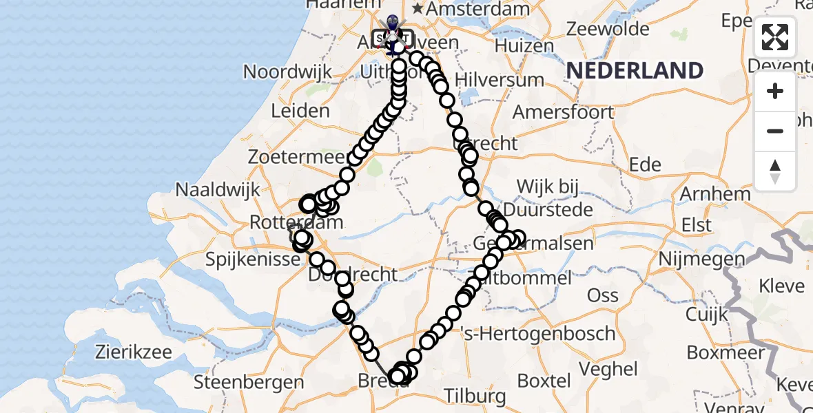 Vluchtroute Politiehelikopter Amsterdam Vliegveld Schiphol - Amsterdam Vliegveld Schiphol, 17 april 2026, 17:52